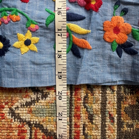 Talbots | Blue A-Line Skirt with Colorful Floral Embroidery | Size 14 - Picture 10 of 10